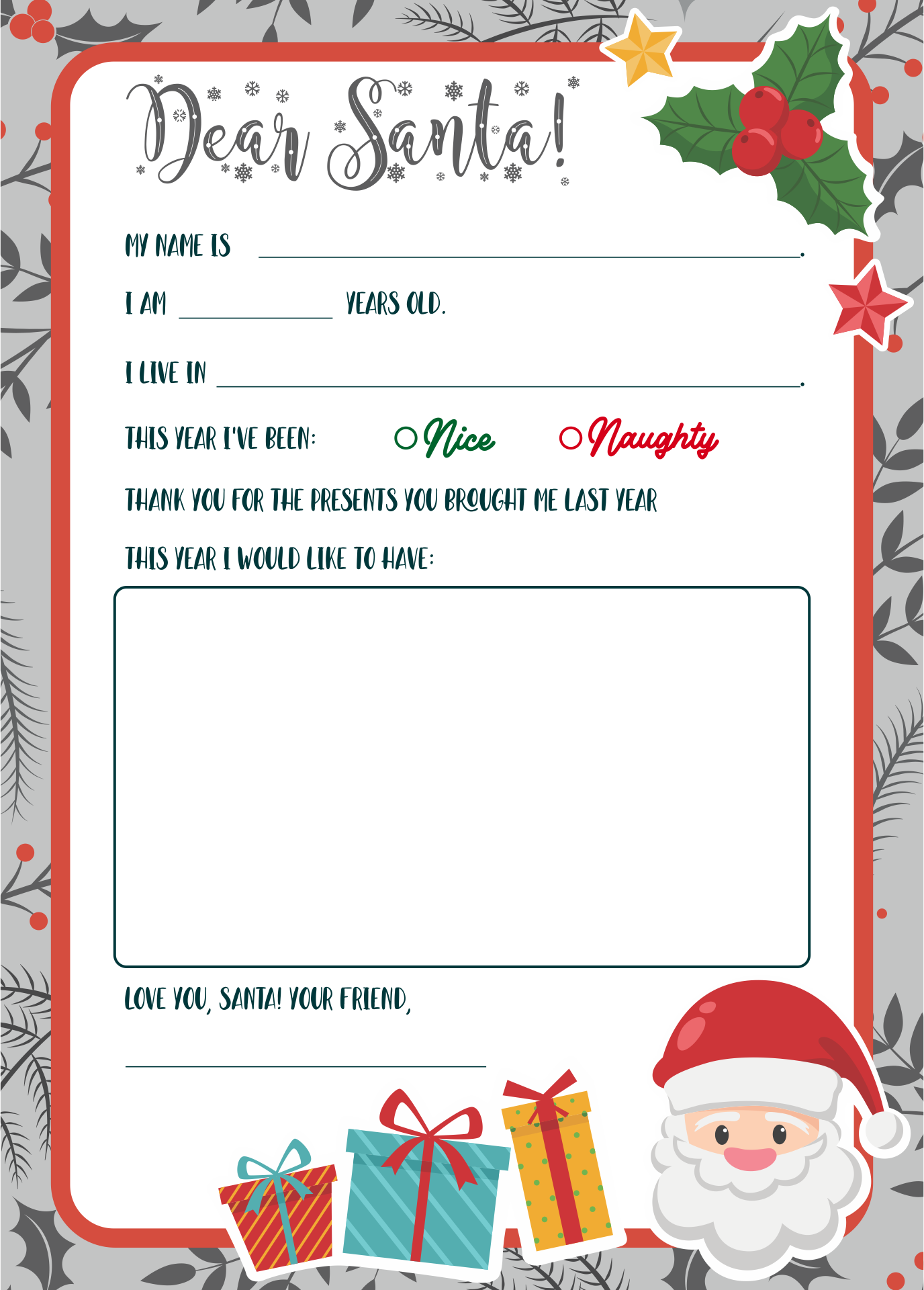 Christmas Letter Templates Free Printable