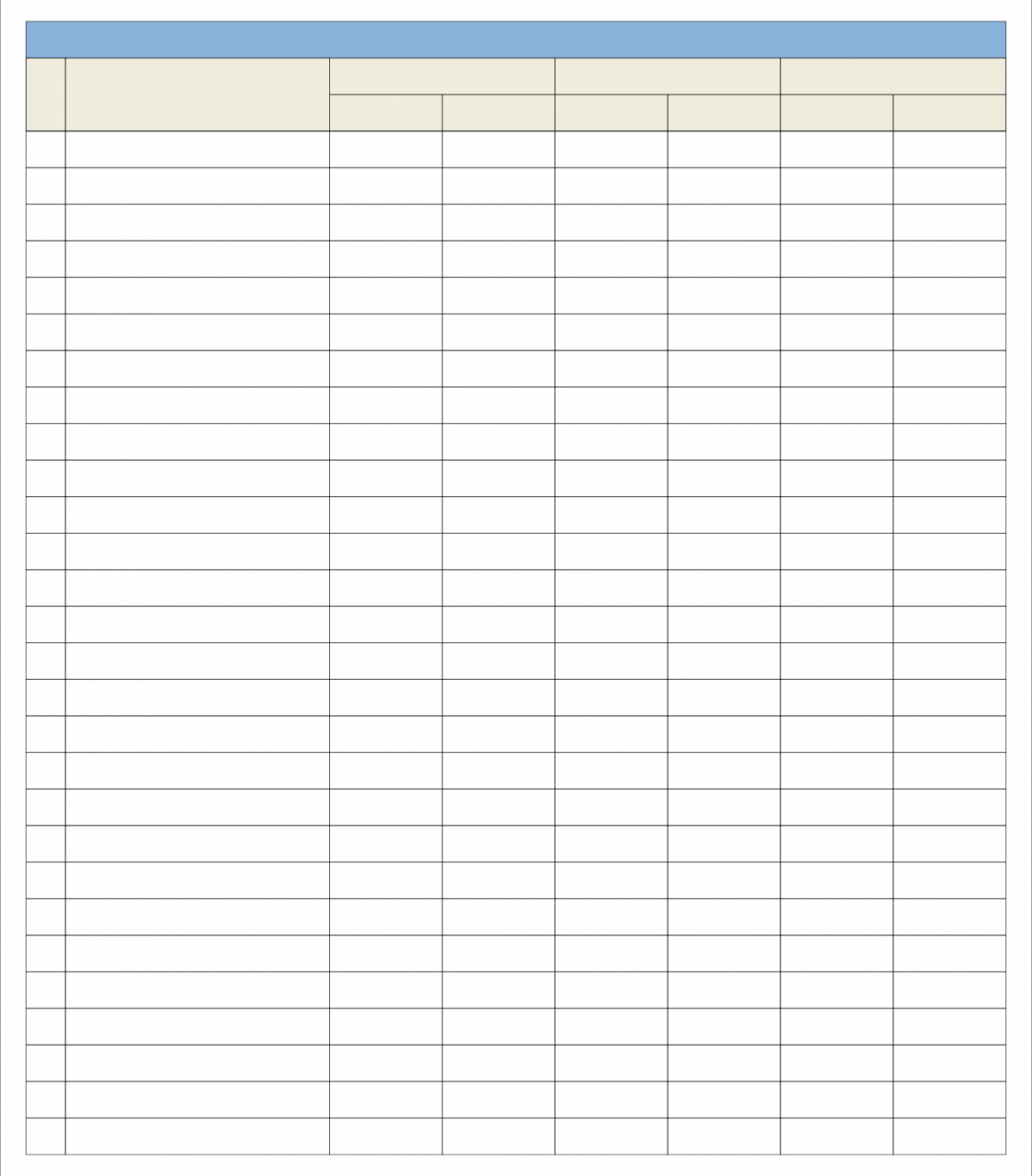 Free Printable Blank 6 Column Chart Template FREE Printable HQ