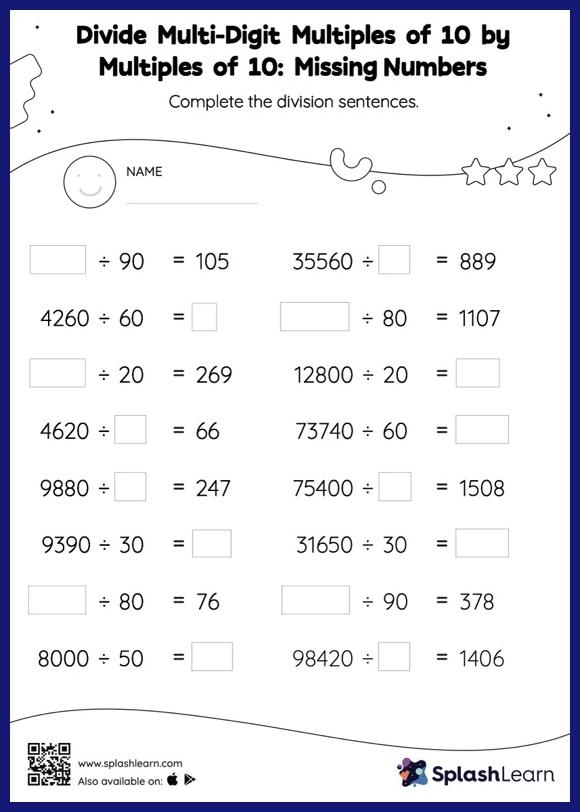 10 Printable Division Worksheets Numbers 1 10 3rd 5th Grade 