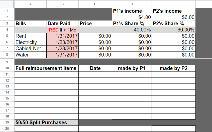 12 Spreadsheet Templates For Splitting Expenses Excel Google 