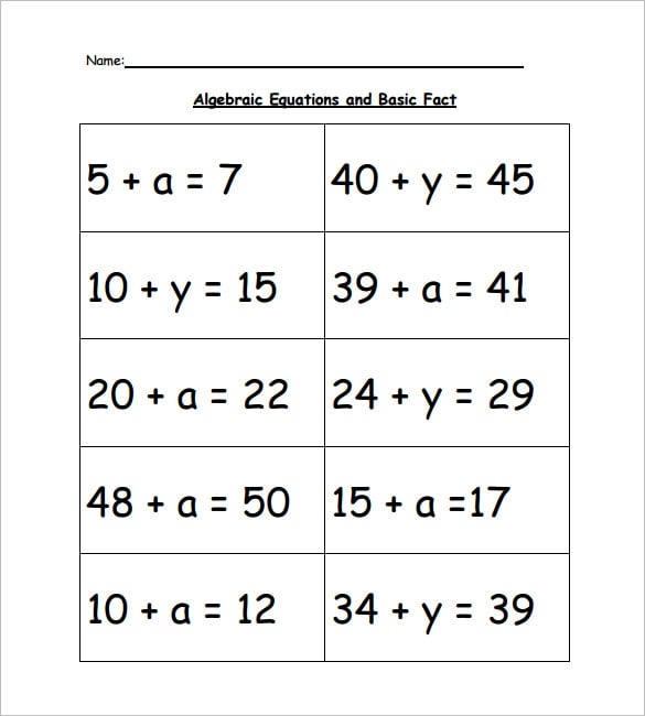 13 Simple Algebra Worksheet Templates Word PDF Worksheets Library