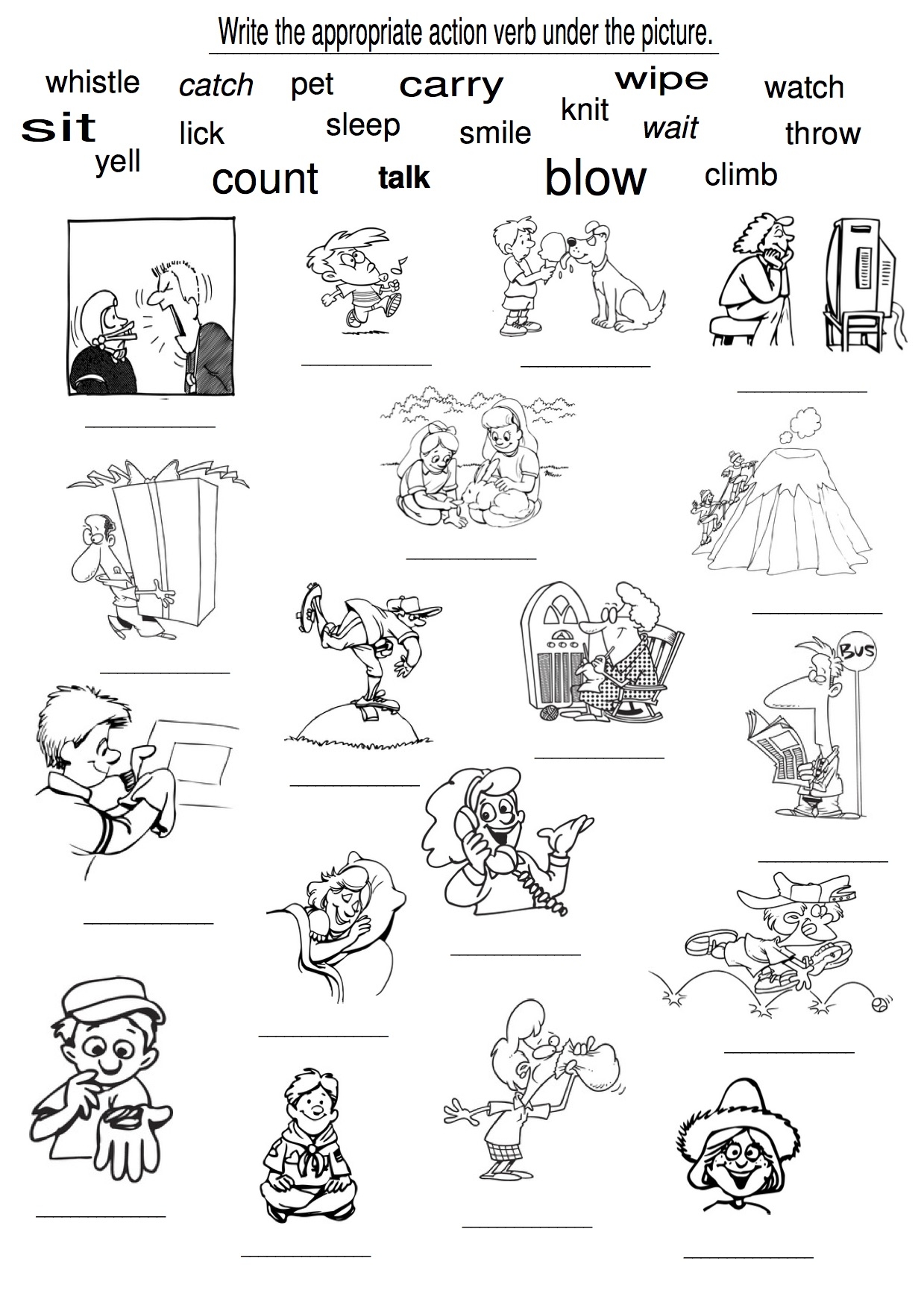 15 Action Words Worksheet Worksheeto