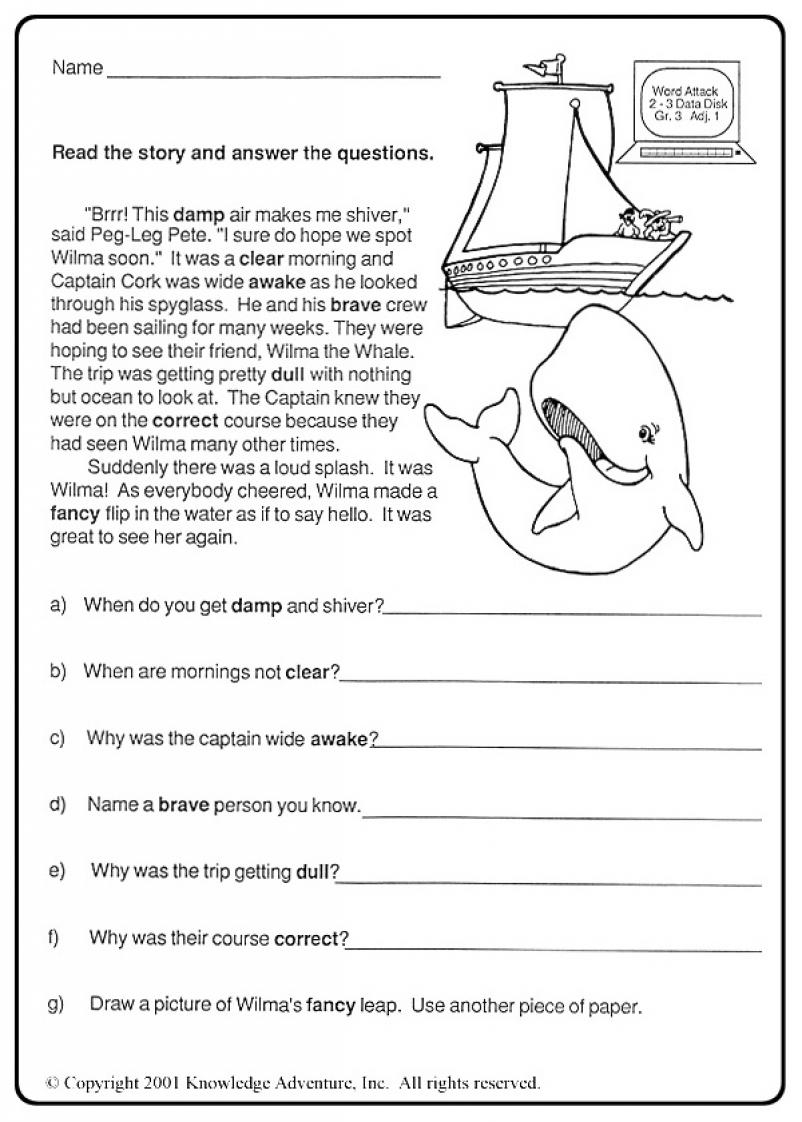 1st Grade Reading Comprehension Worksheets Printable PDF Worksheet Hero