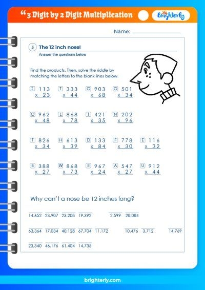 2 Digit By 3 Digit Multiplication Worksheets Worksheets For Kindergarten