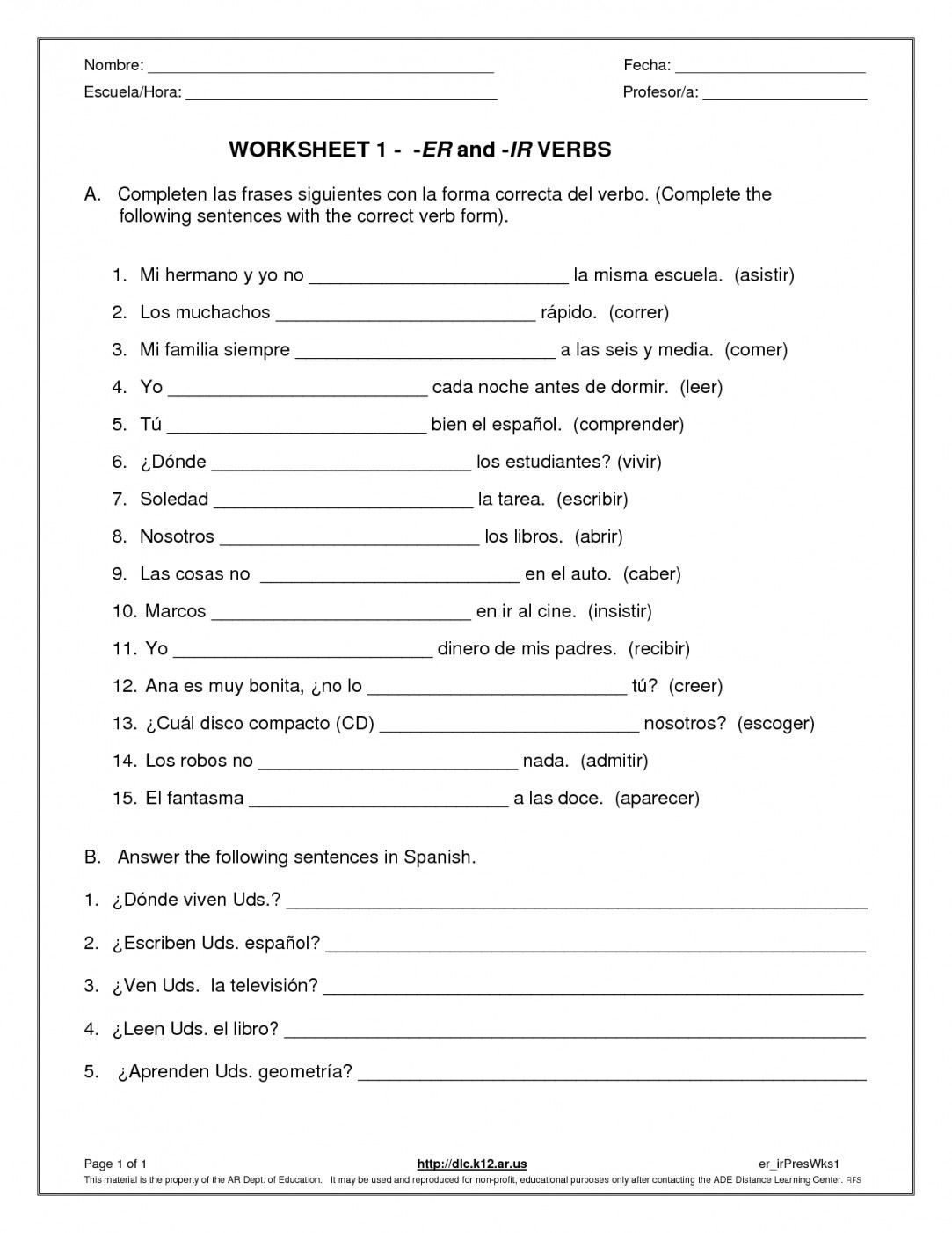 20 Free Spanish Worksheets Worksheets Decoomo