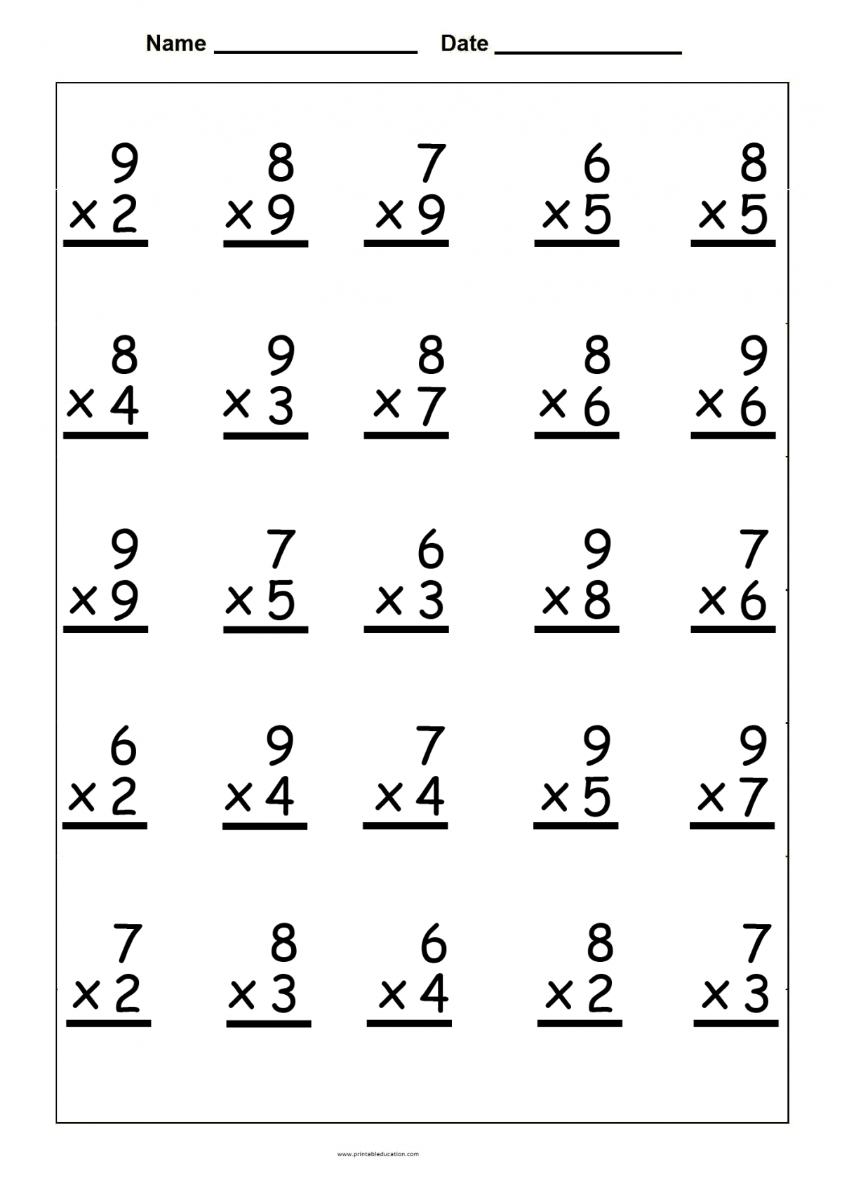 25 Math Multiplication Worksheets Free PrintablEducation