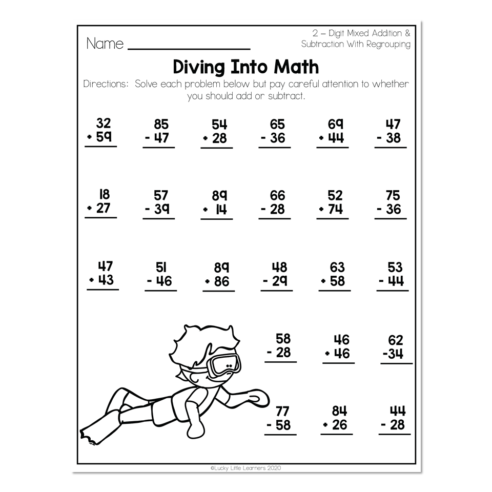 2nd Grade Math Worksheets Mixed Addition Subtraction 2nd Grade Math 