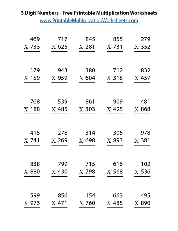 3 Digit Multiplication Worksheets Multiplication Worksheets