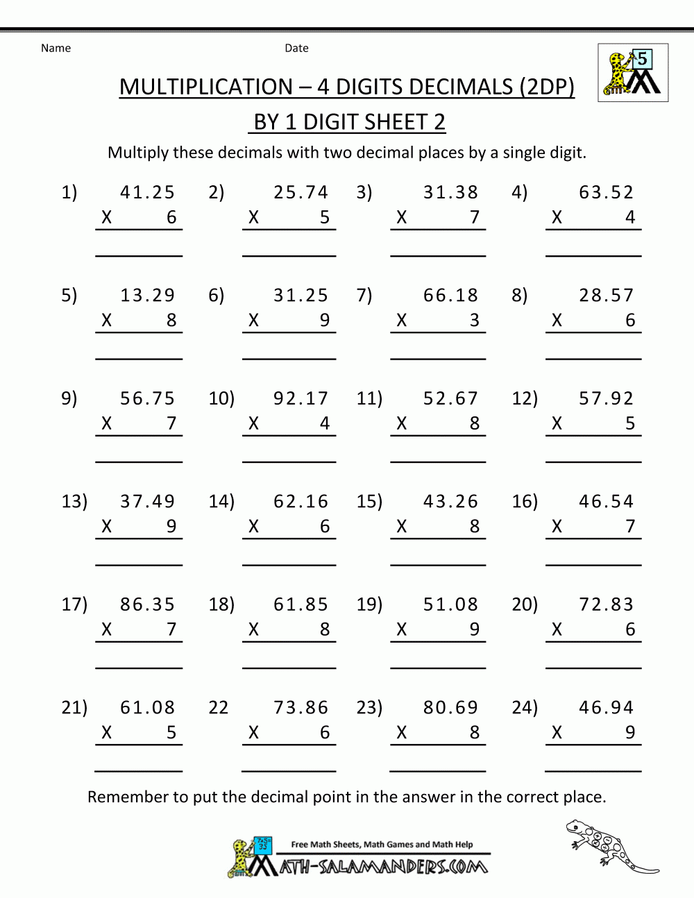 4 Digit Multiplication Worksheets Multiplication Worksheets