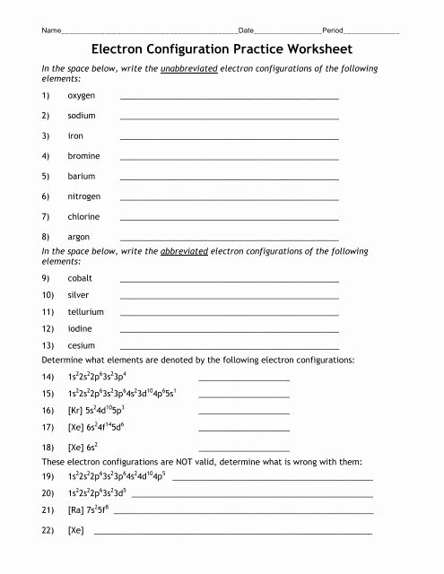 47 Electron Configuration Worksheet Answers