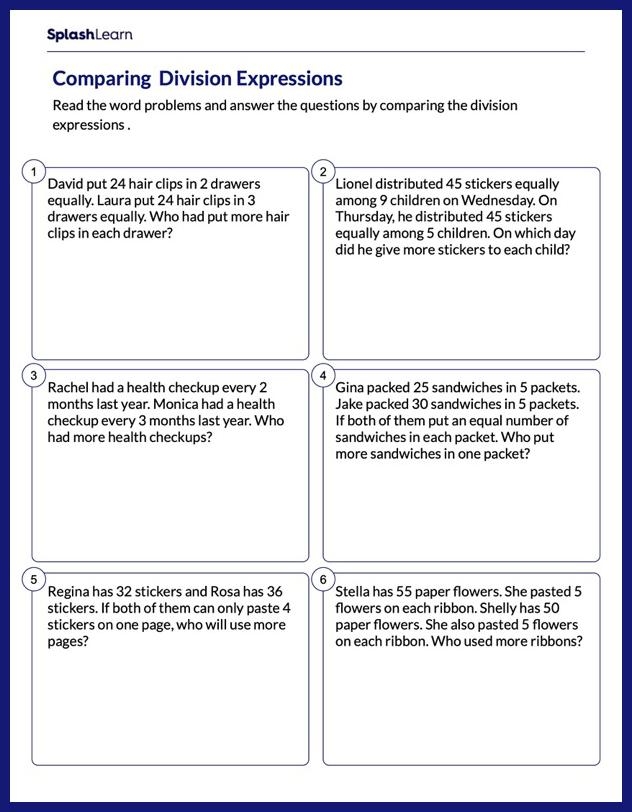 4th Grade Math Division Word Problems Worksheets Free Printable