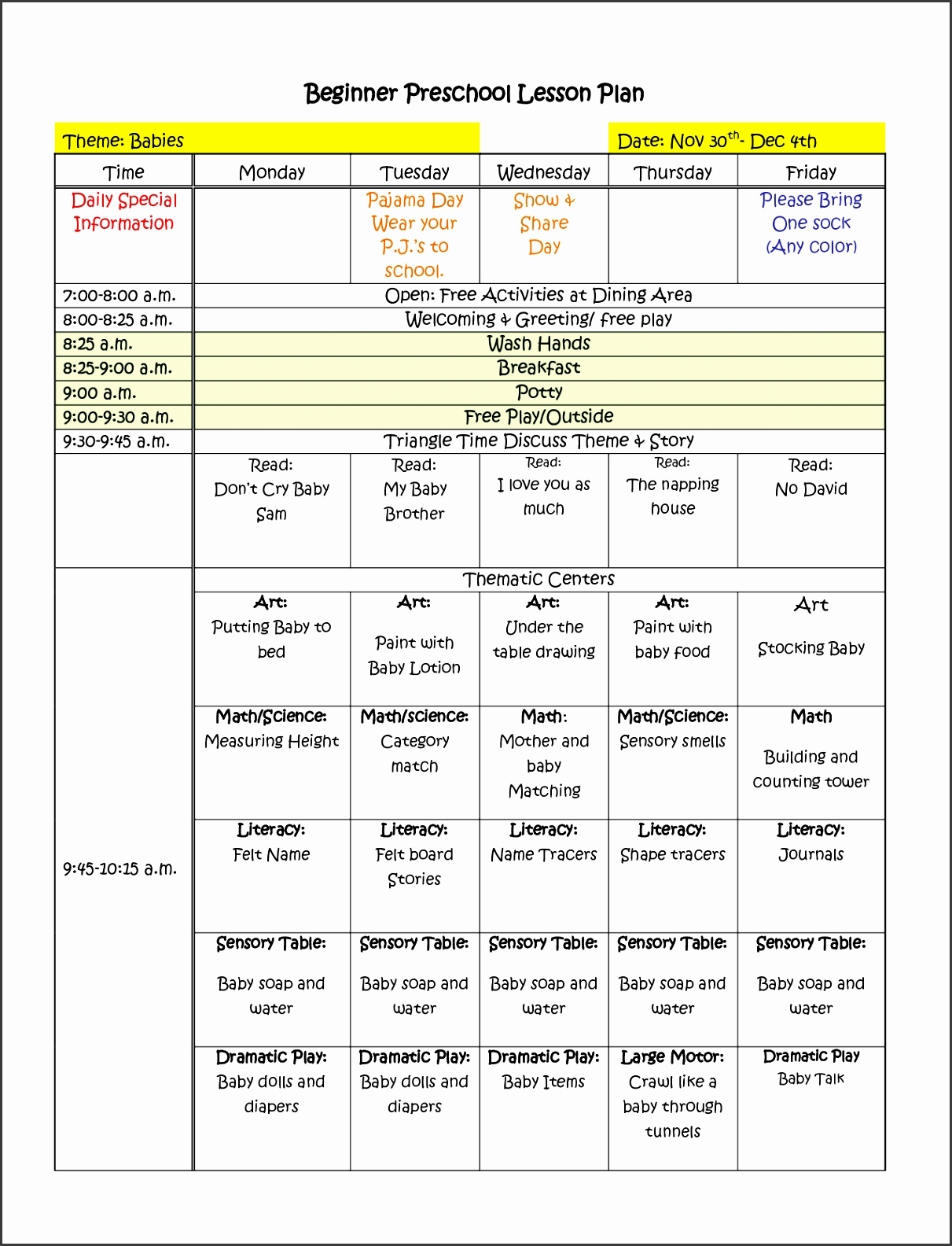 5 Printable Lesson Plan Template SampleTemplatess SampleTemplatess