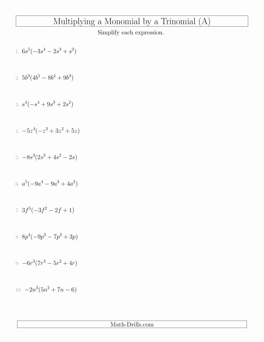 50 Dividing Polynomials By Monomials Worksheet