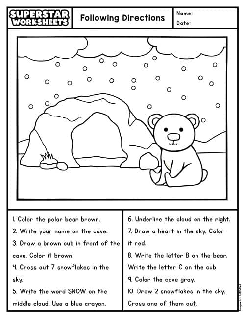 50 Following Directions Worksheet Middle School Chessmuseum 