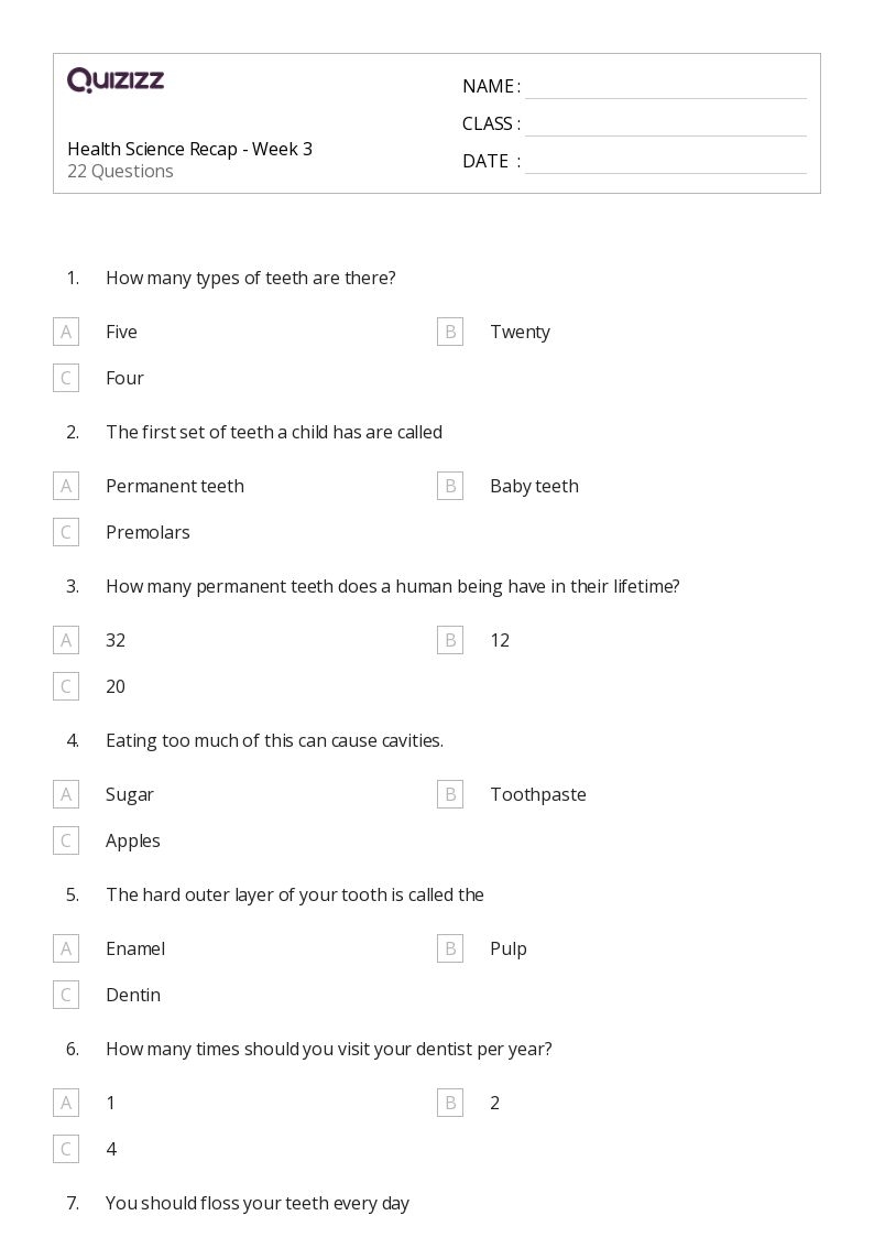 50 Health Science Worksheets For 3rd Class On Quizizz Free 