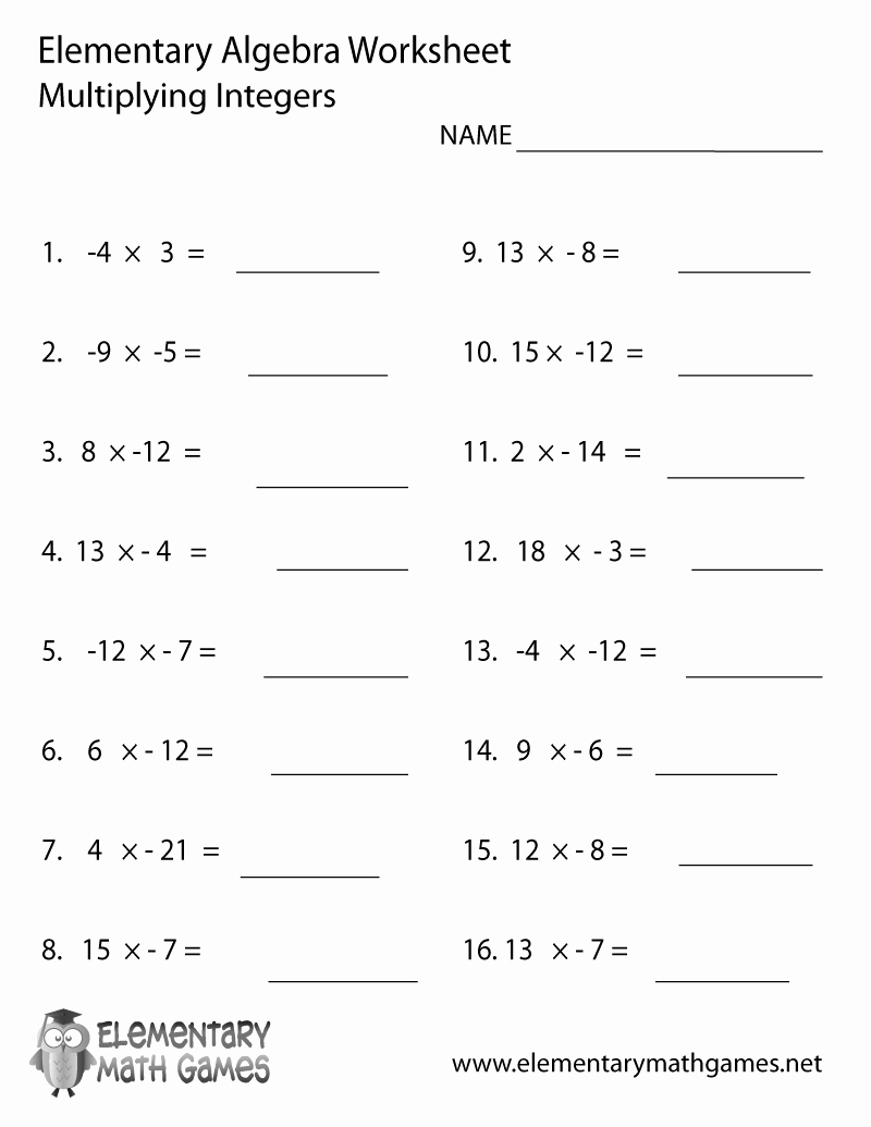 50 Multiplication Of Integers Worksheet
