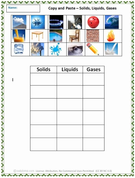 50 Solid Liquid Gas Worksheet