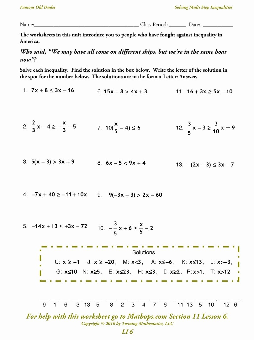 50 Solving Two Step Inequalities Worksheet Chessmuseum Template Library