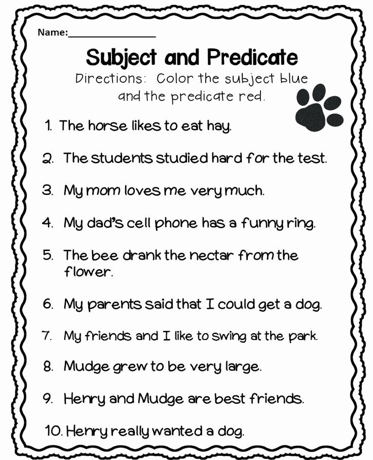 50 Subject And Predicate Worksheet