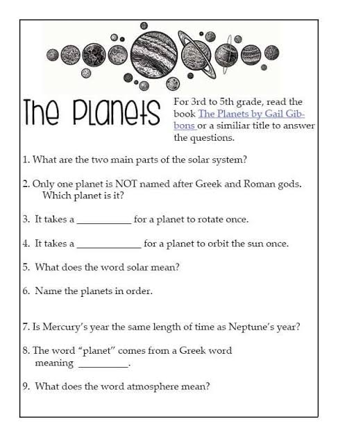 5th Grade Science Worksheets Planets Scienceworksheets