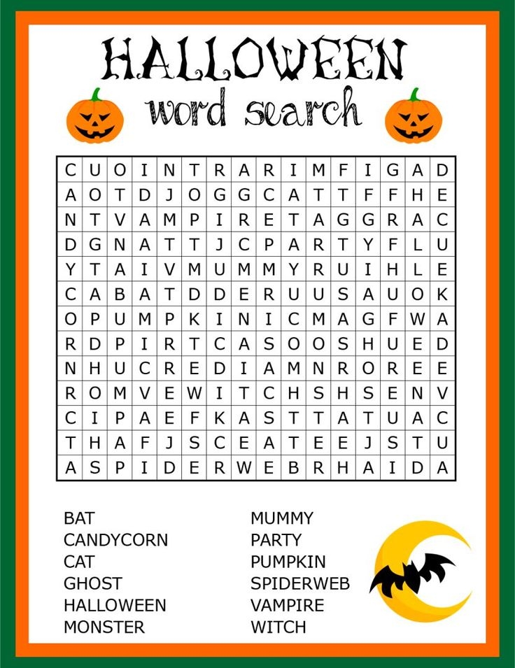 A Halloween Word Search With Pumpkins On It