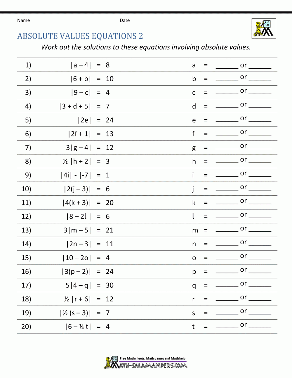 Absolute Value Functions Worksheets Pdf Function Worksheets