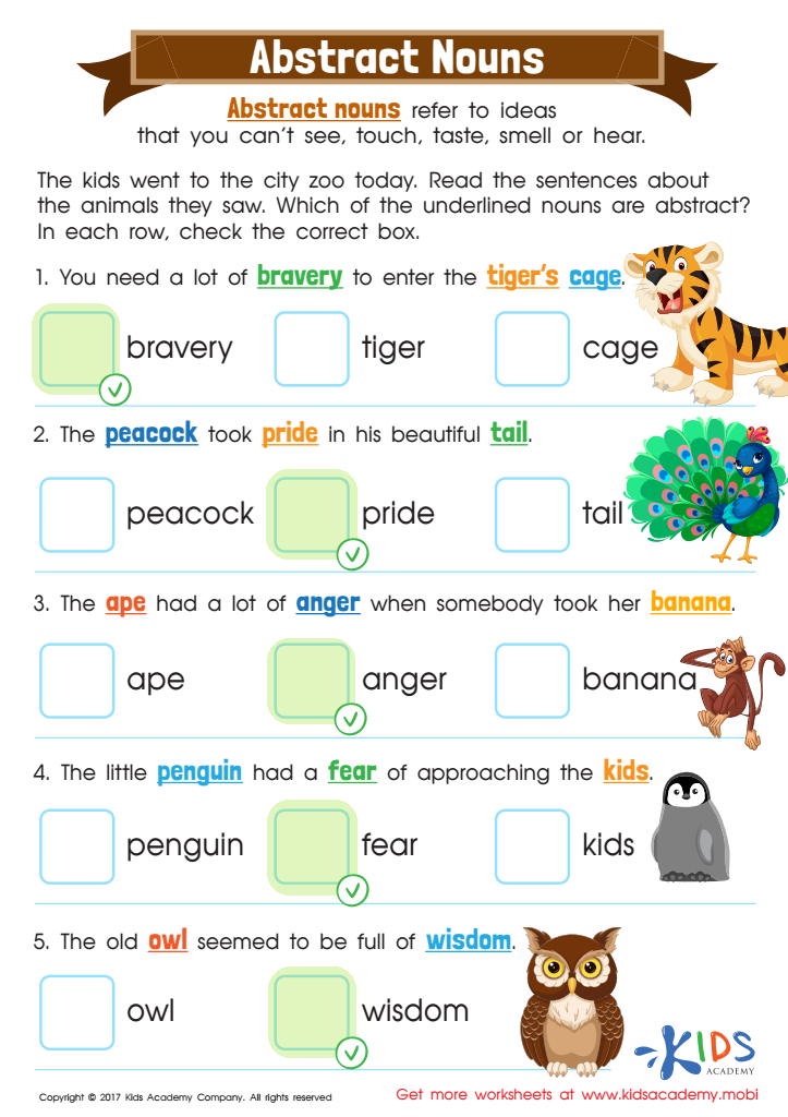 Abstract Noun Worksheets Definition And Examples ReadingVine 