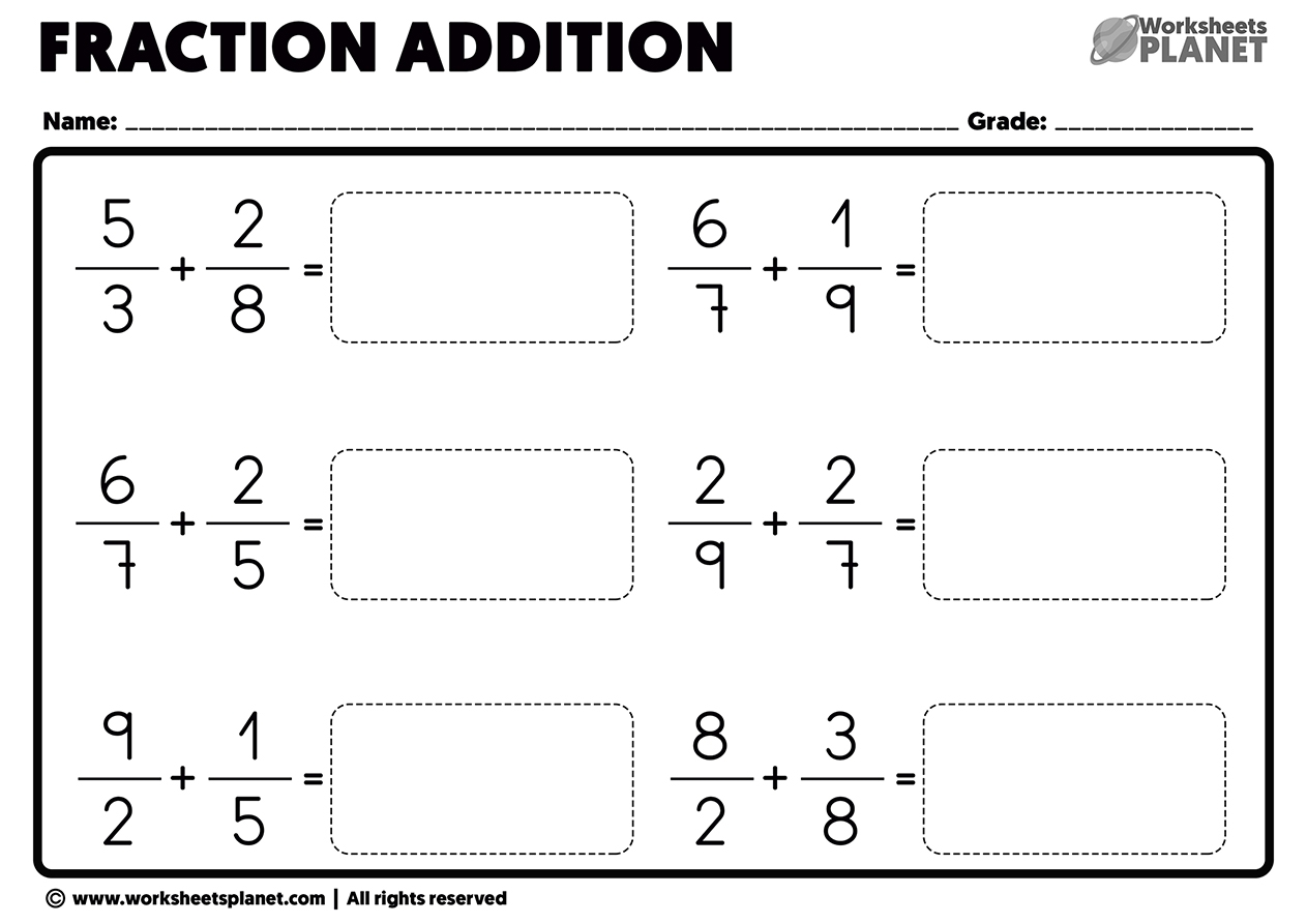 Adding Fractions Problems With Different Denominator