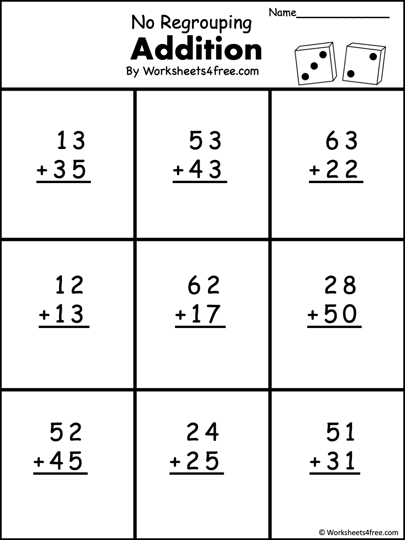 Addition 2 Digit Worksheets4Free Free Worksheets