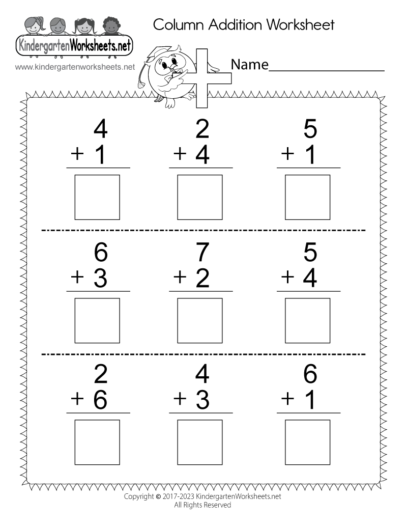 Addition Worksheets For Kindergarten Kindergarten