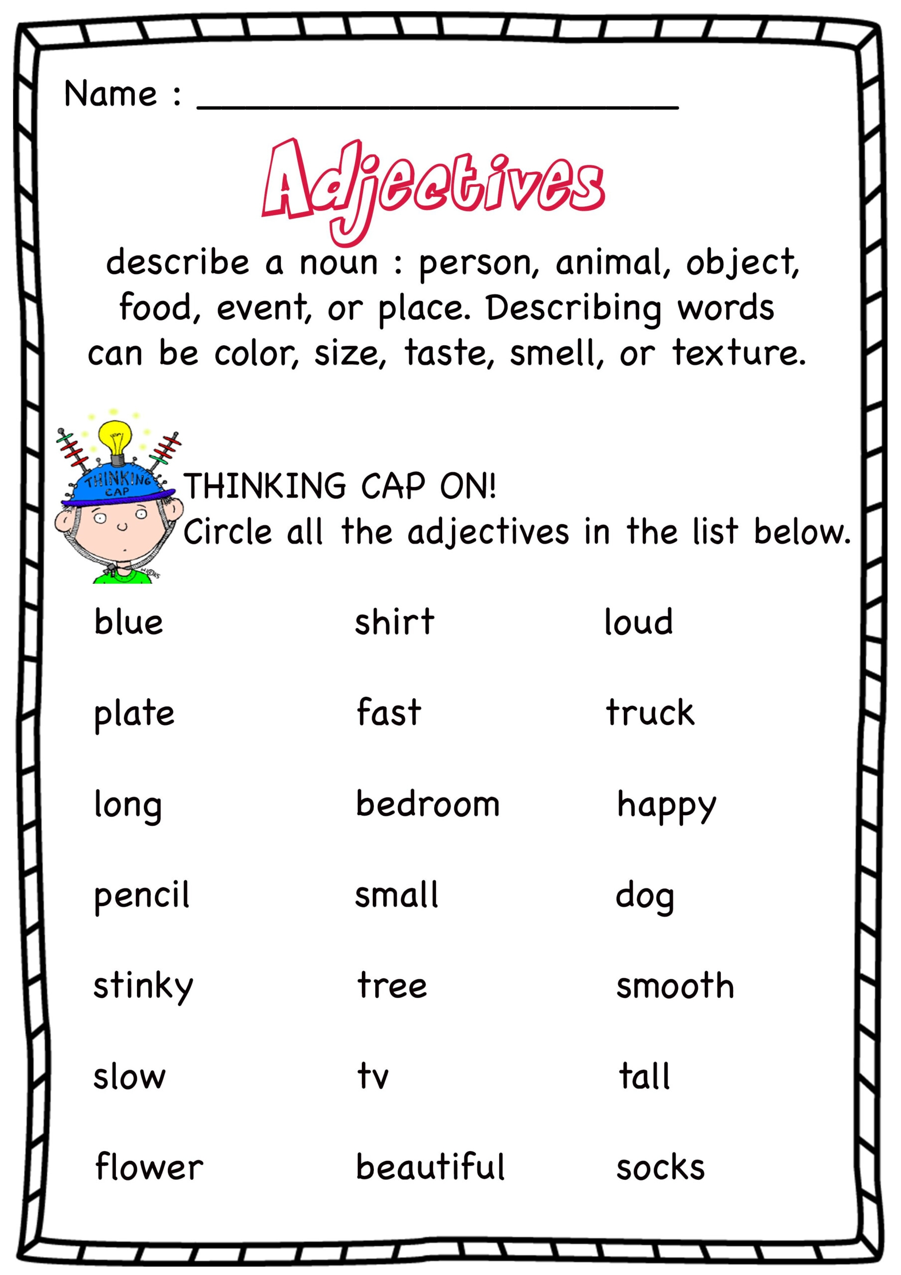 Adjective Complement Worksheets Adjectiveworksheets