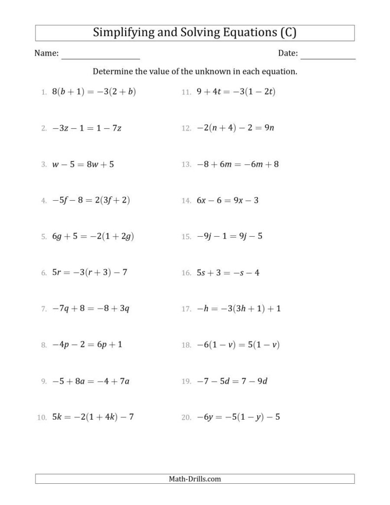 Algebra 1 Practice Worksheets Pdf Algebra Worksheets Free Download 
