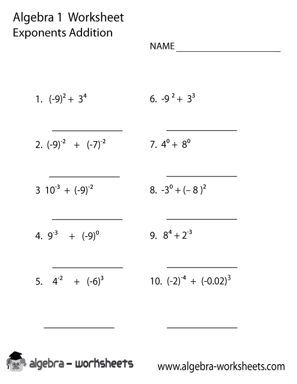 Algebra 1 Practice Worksheets