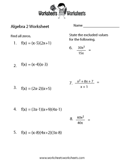 Algebra 2 Worksheets Free Printable Worksheets For Teachers And Kids