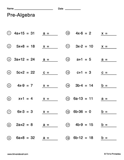 Algebra Math Worksheets Practice And Master Essential Concepts