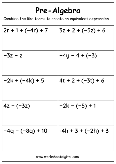 Algebra Worksheet Digital Worksheets Library