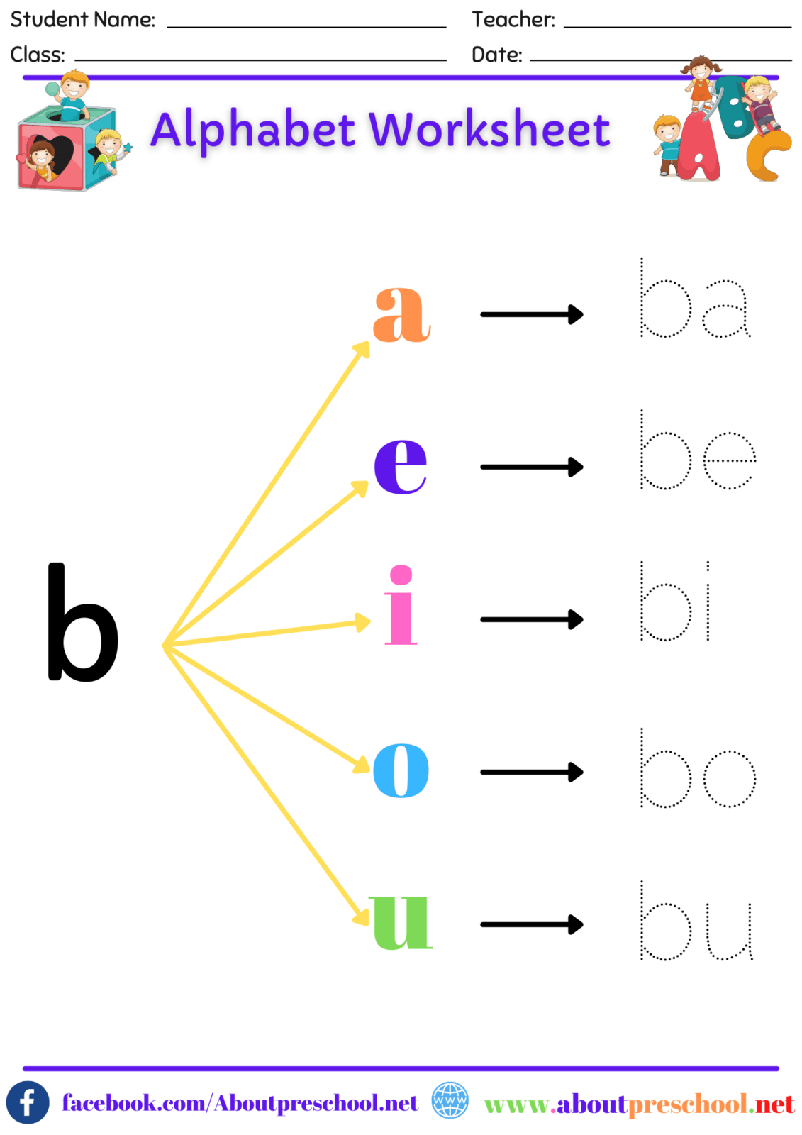 Alphabet B Worksheet About Preschool