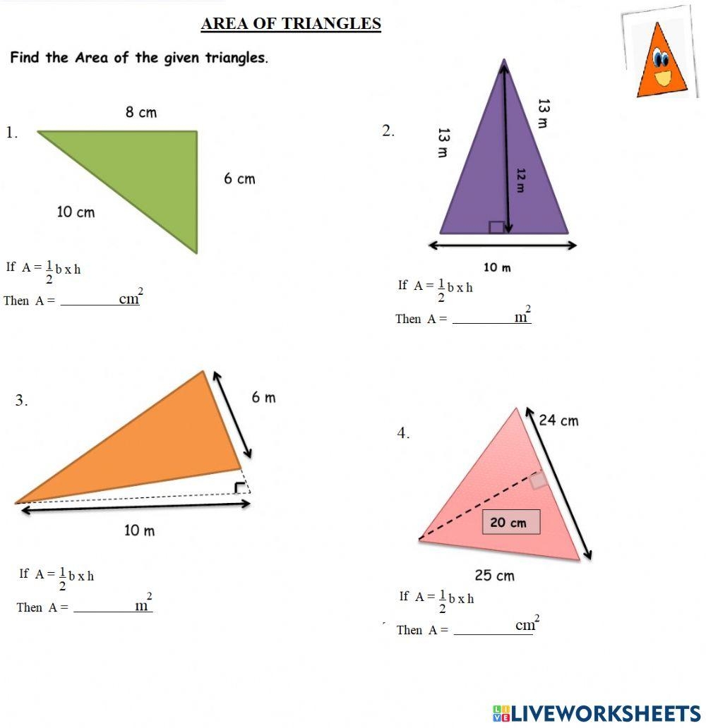 Area Of Triangles Worksheets Worksheets Library