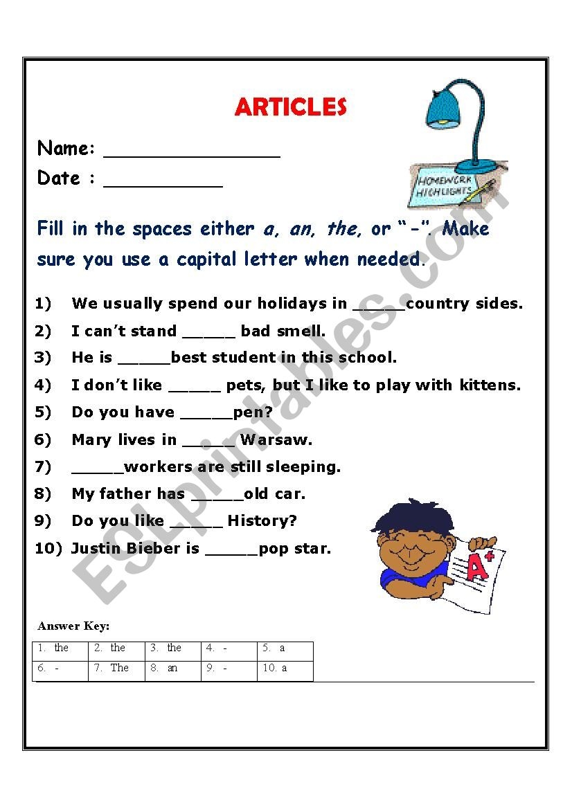 Articles Worksheet 12 Worksheets For Class 1 Articles Vrogue co