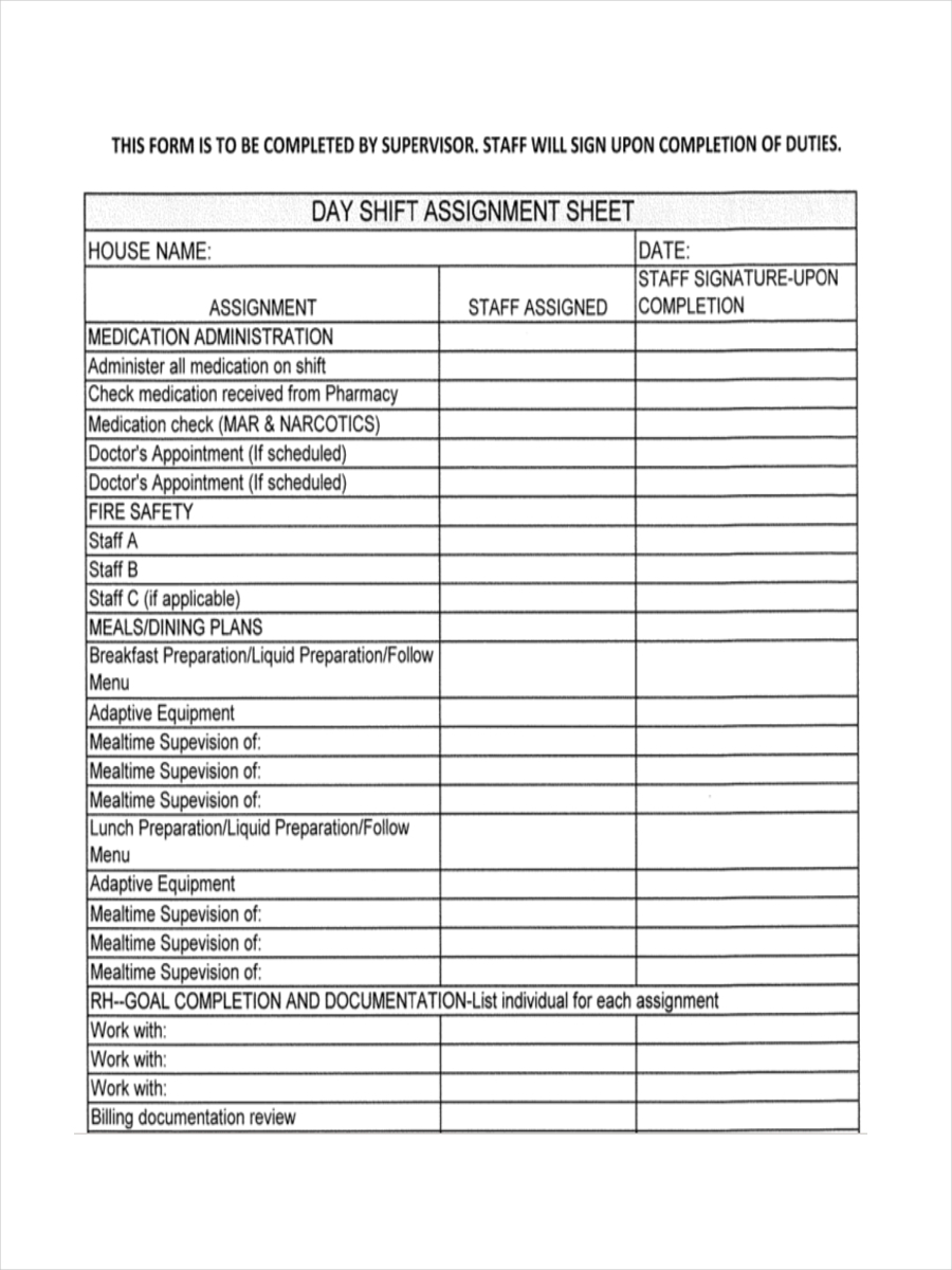 Assignment Sheets Endagraf