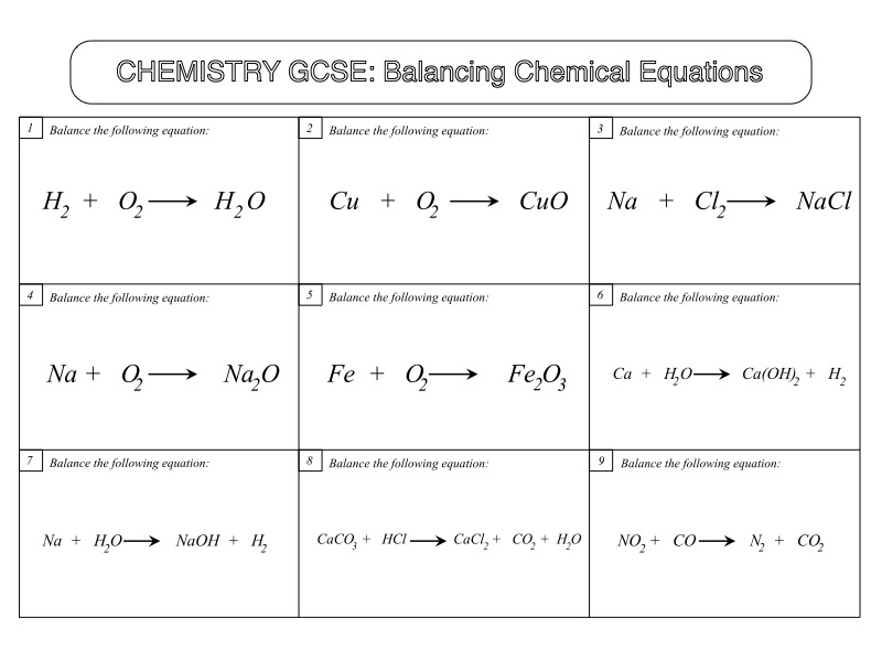 Balancing Chemical Equations KS3 Chemistry Beyond Worksheets Library