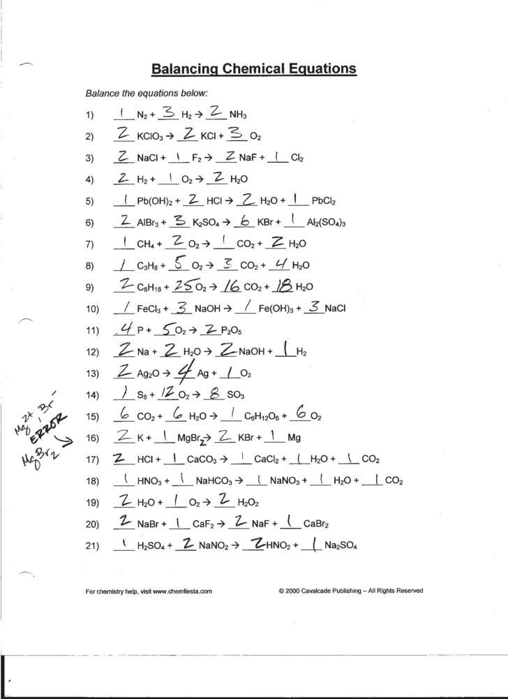 Balancing Chemical Equations Worksheet Answers 110 Db excel