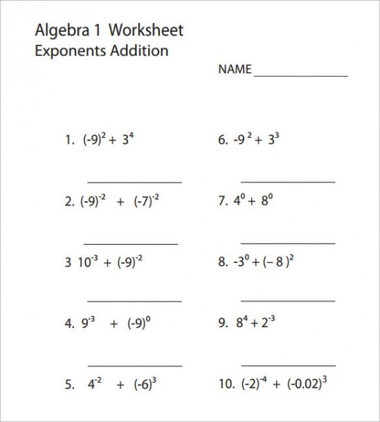 Basic Algebra Worksheets Printable
