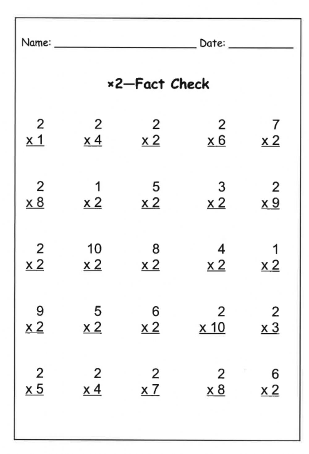Basic Multiplication Facts Worksheets Printable Worksheets