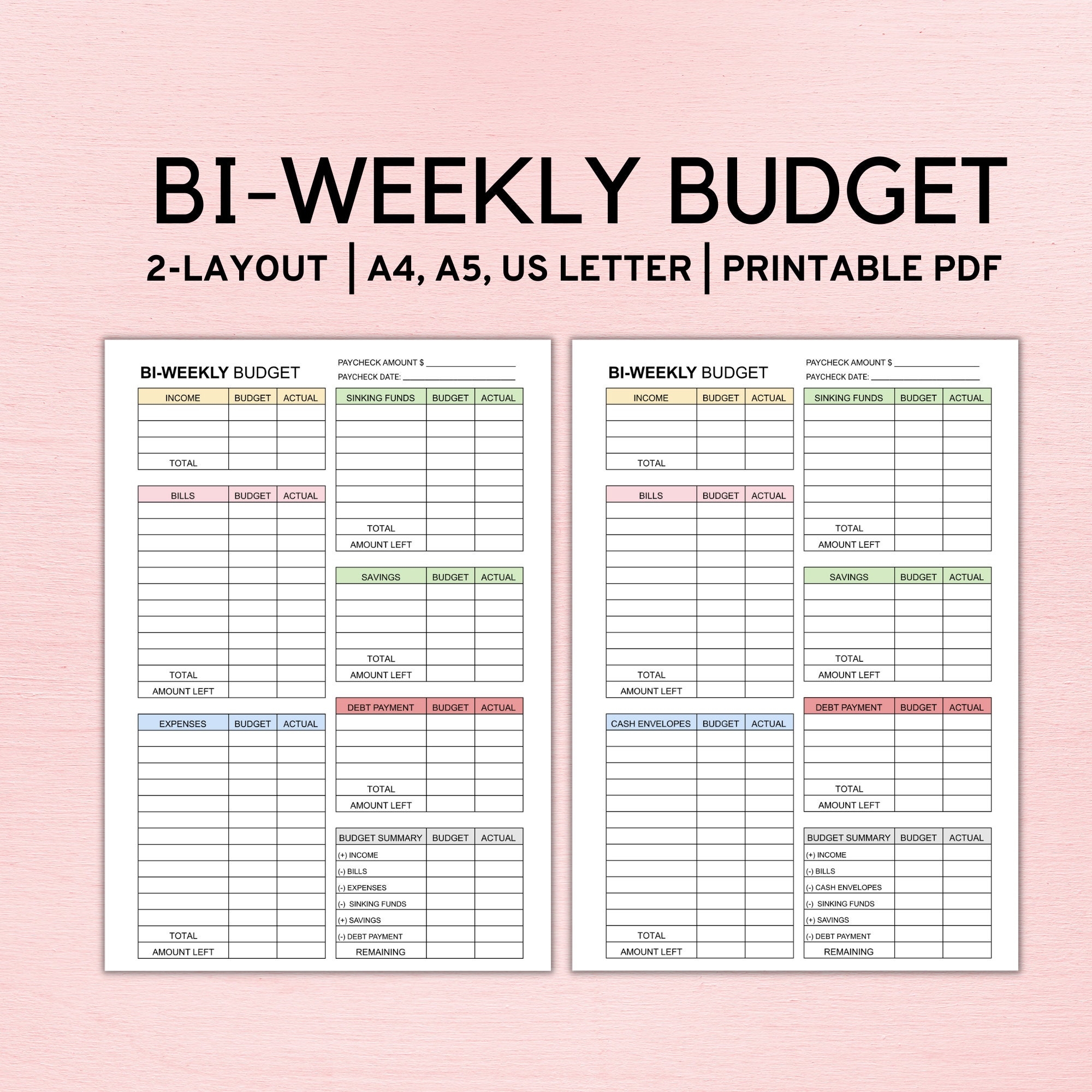 Bi Weekly Budget Template Printable