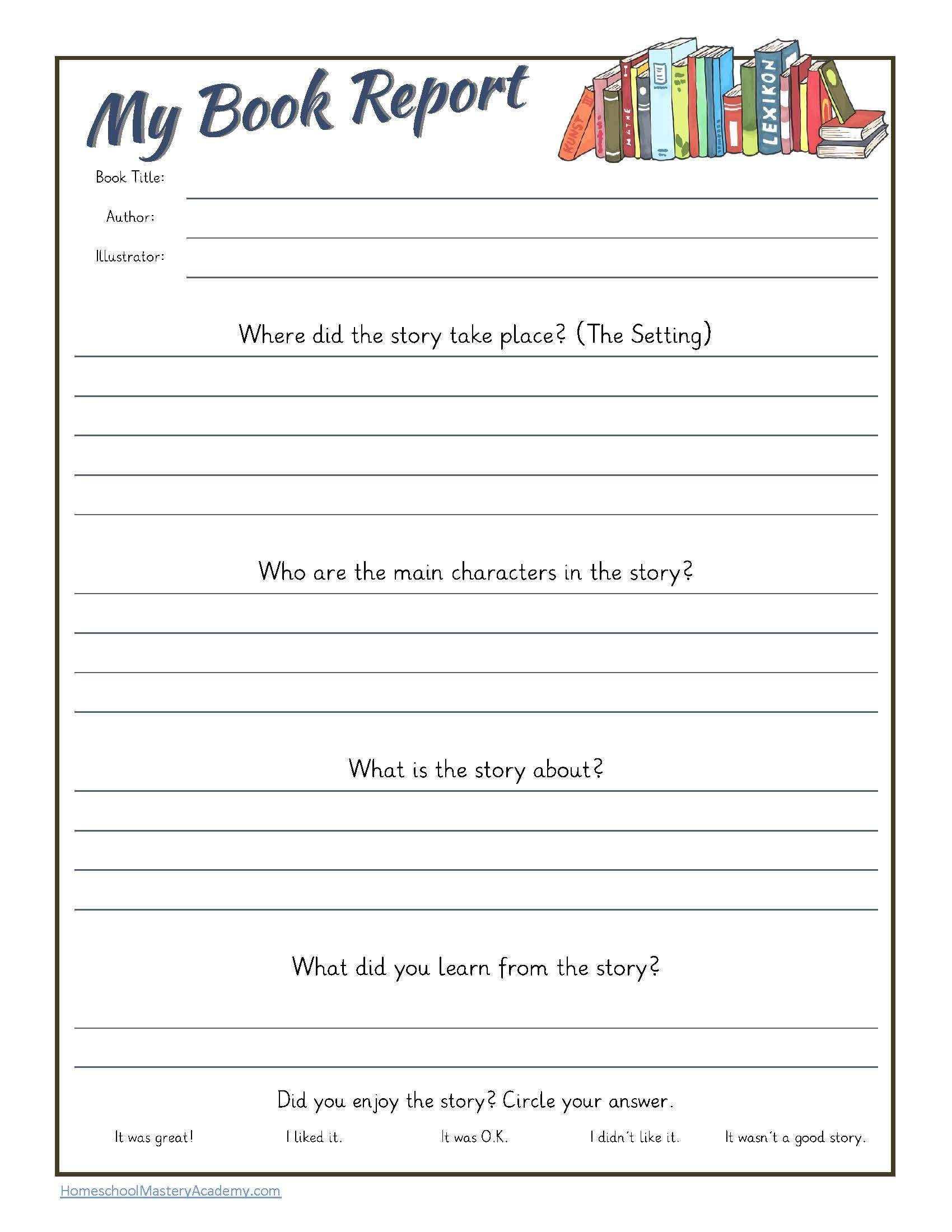 Book Report Template Free Printable