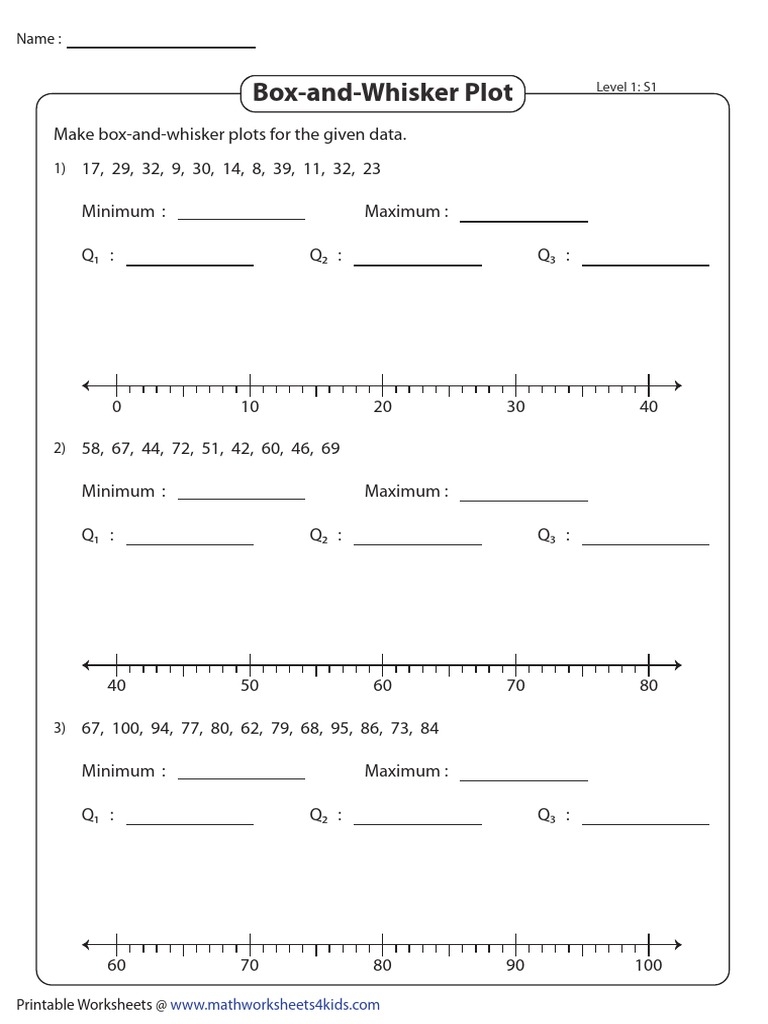 Box And Whisker Plots Level1 1 PDF Worksheets Library