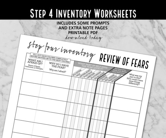 Buy Step 4 Inventory Worksheets And Bonus Serenity Prayer 