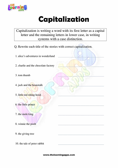 Capitalization Worksheet By The Kiddo Classroom Worksheets Library 
