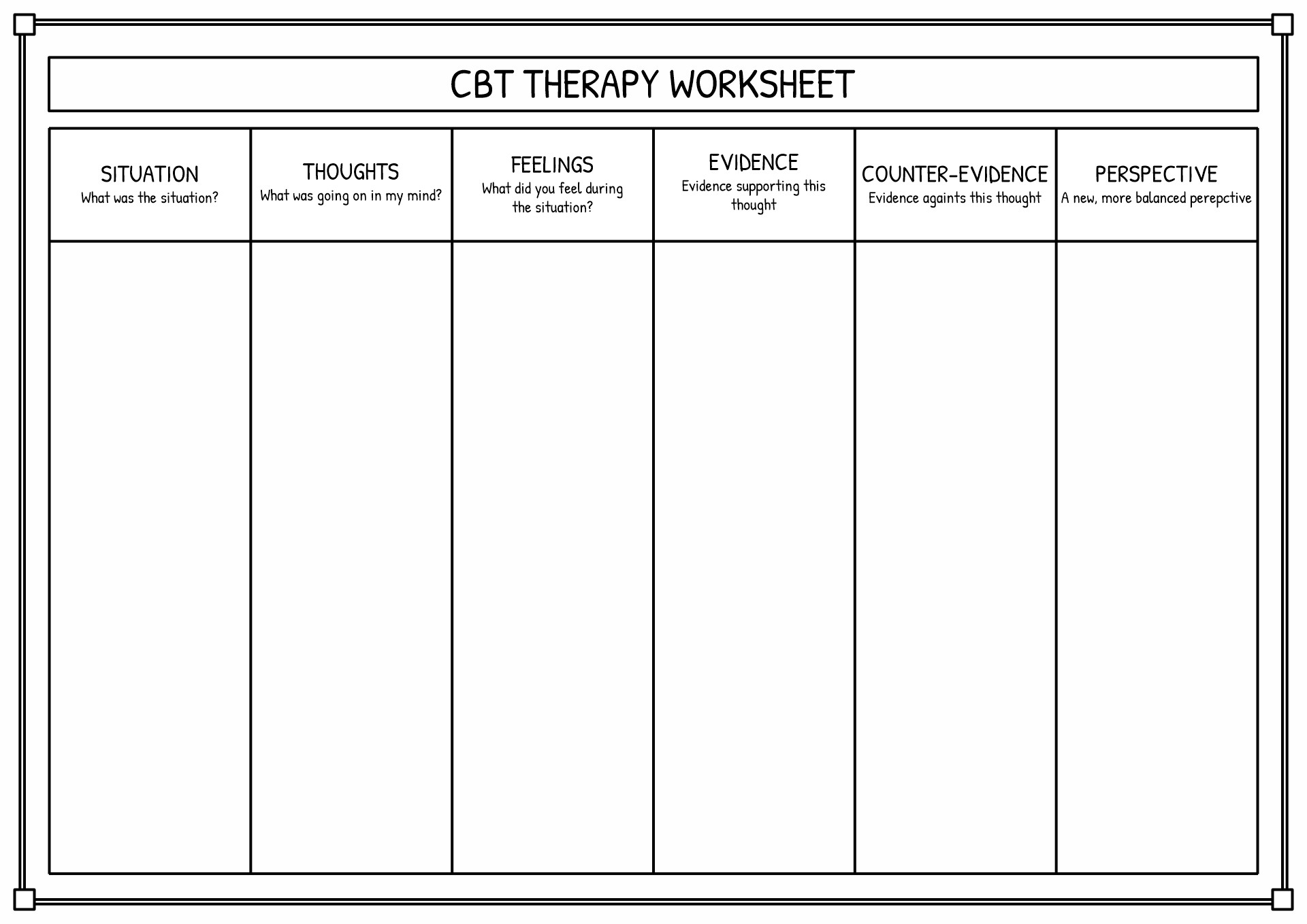 CBT Techniques 25 Cognitive Behavioral Therapy Worksheets Worksheets 